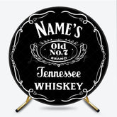 Lofaris Personalized Old No. 7 Whiskey Label Round Backdrop Custom Name for Adult Birthday Vintage Bar Theme Decor