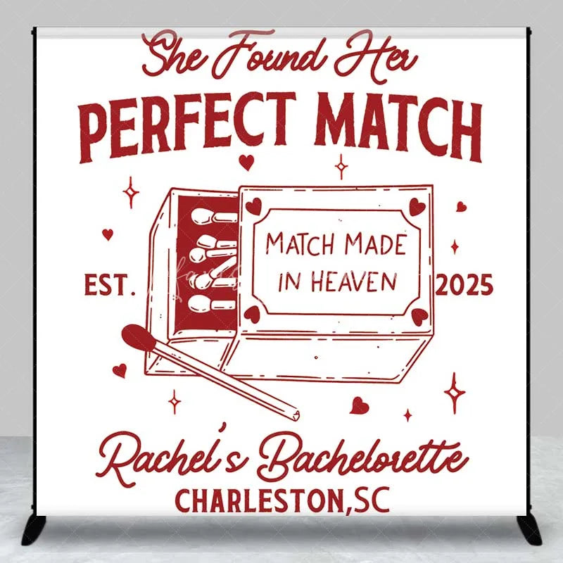 Lofaris Personalized Perfect Match Bridal Shower Backdrop Bachelorette Party and Matchbox Theme Decoration