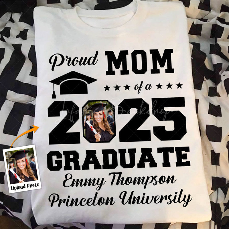 Lofaris Personalized Photo Graduation Proud Mom Tshirts