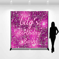 Lofaris Personalized Pink Disco Birthday Backdrop Glitter Sequin Wall Effect Photo Banner Custom Name Bachelorette Party Decor