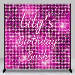 Lofaris Personalized Pink Disco Birthday Backdrop Glitter Sequin Wall Effect Photo Banner Custom Name Bachelorette Party Decor