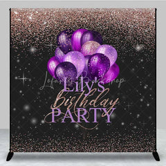 Lofaris Personalized Purple Balloon Custom Birthday Backdrop Rose Gold Glitter Women Party Photography Background