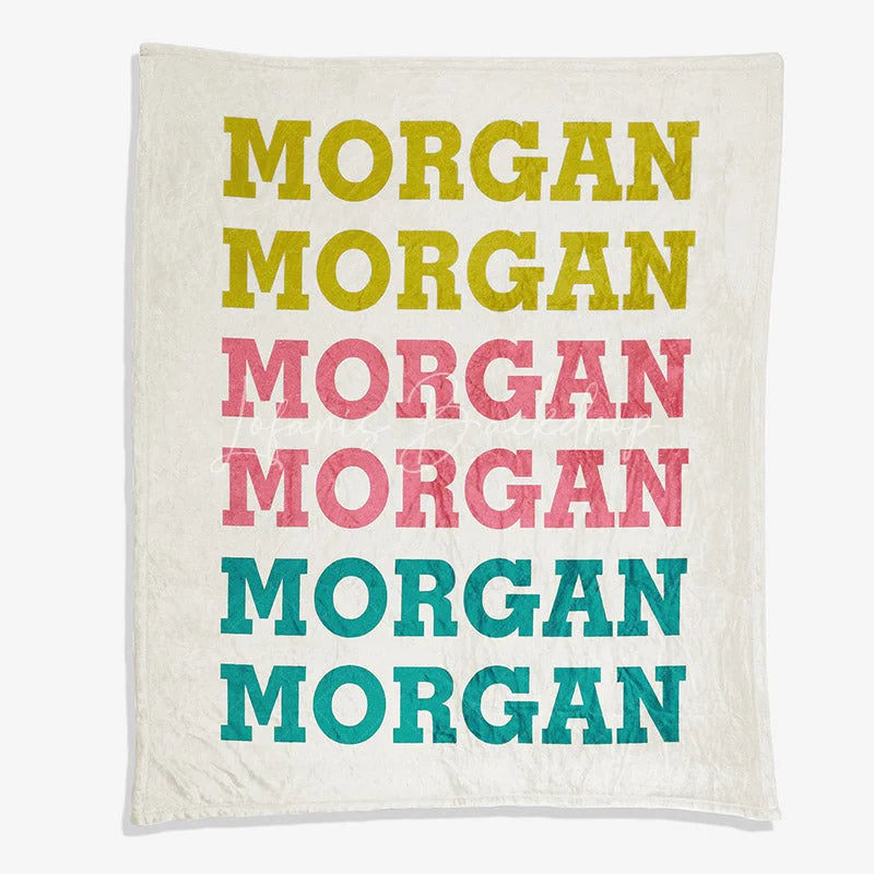 Lofaris Personalized Repeating Name Blanket for kids Custom with Pink and Blue Decor Swaddle