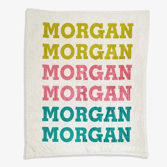 Lofaris Personalized Repeating Name Blanket for kids Custom with Pink and Blue Decor Swaddle