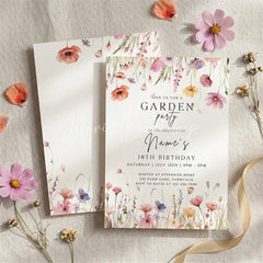 Lofaris Personalized Set of 20 Floral Garden Party Invitation Custom 18th Birthday Celebration with Wildflowers
