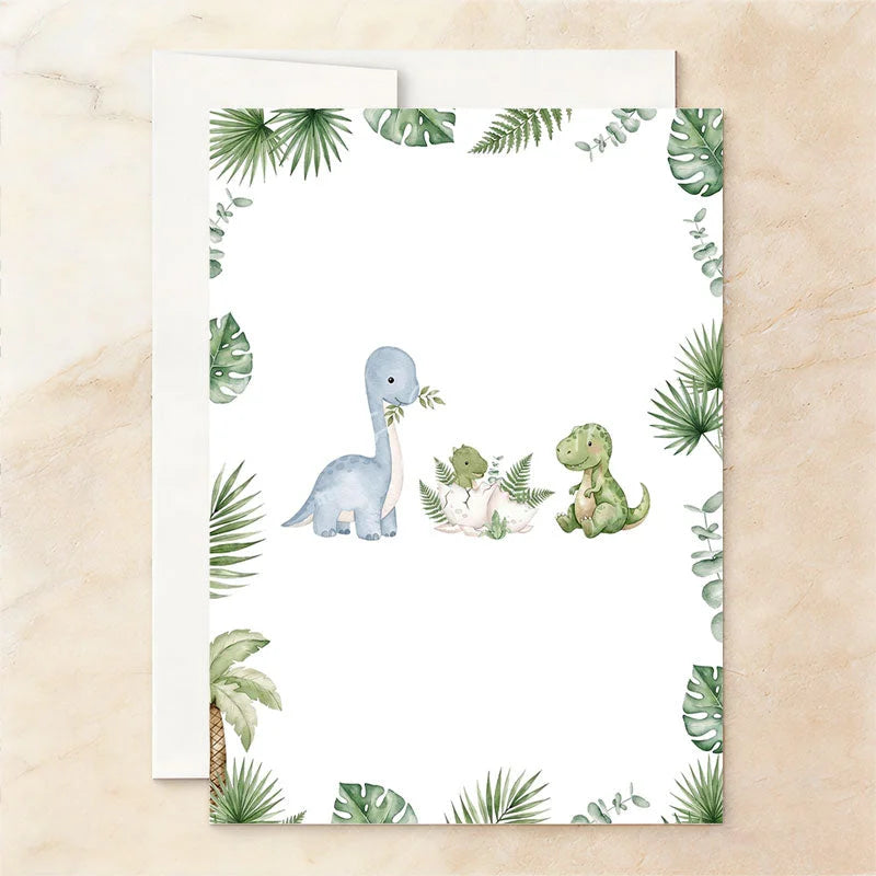 Lofaris Personalized Set of 20 Rawr It’s a Boy Baby Shower Invitation Cute Dinosaur and Jungle Leaves Theme for Boys