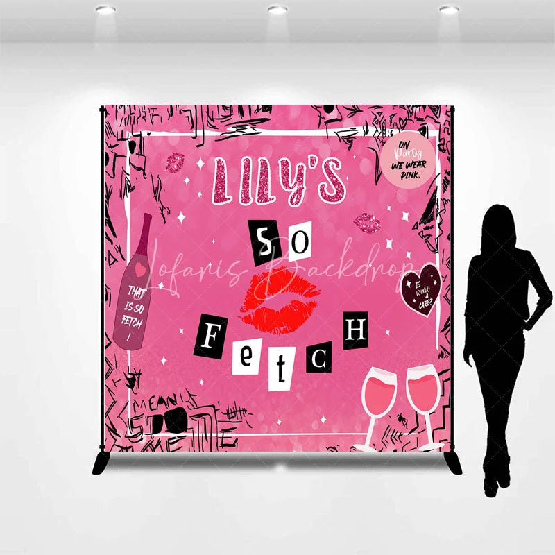 Lofaris Personalized So Fetch Pink Y2K Birthday Backdrop Custom Name Mean Girls Theme Party Banner
