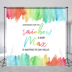 Lofaris Personalized Somewhere Over the Rainbow Baby Shower Backdrop Watercolor Pastel Party Decor