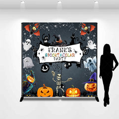 Lofaris Personalized Spooktacular Halloween Party Backdrop Cute Ghost Skeleton and Pumpkins Custom Name Kids Decor