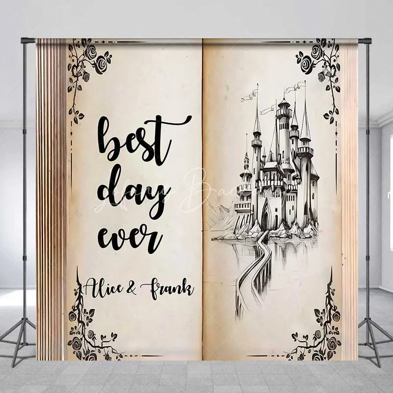 Lofaris Personalized Storybook Castle Wedding Backdrop Best Day Ever Fairy Tale Marriage Party Decoration