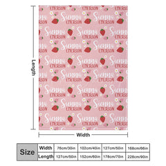 Lofaris Personalized Strawberry Blanket with Custom Name Berry Sweet Fruit Theme for Baby Girl Nursery Decor Gift