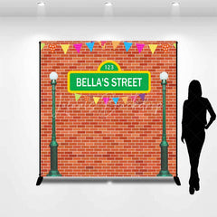 Lofaris Personalized Street Sign Birthday Backdrop Kids TV Show Inspired Brick Wall Custom Name Party Photo Booth Decor