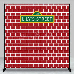 Lofaris Personalized Street Sign Red Brick Backdrop Custom Name Photography Background Urban Theme Birthday