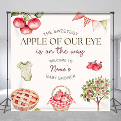 Lofaris Personalized Sweetest Apple of Our Eye Baby Shower Backdrop Red Tree and Pie Party Decoration