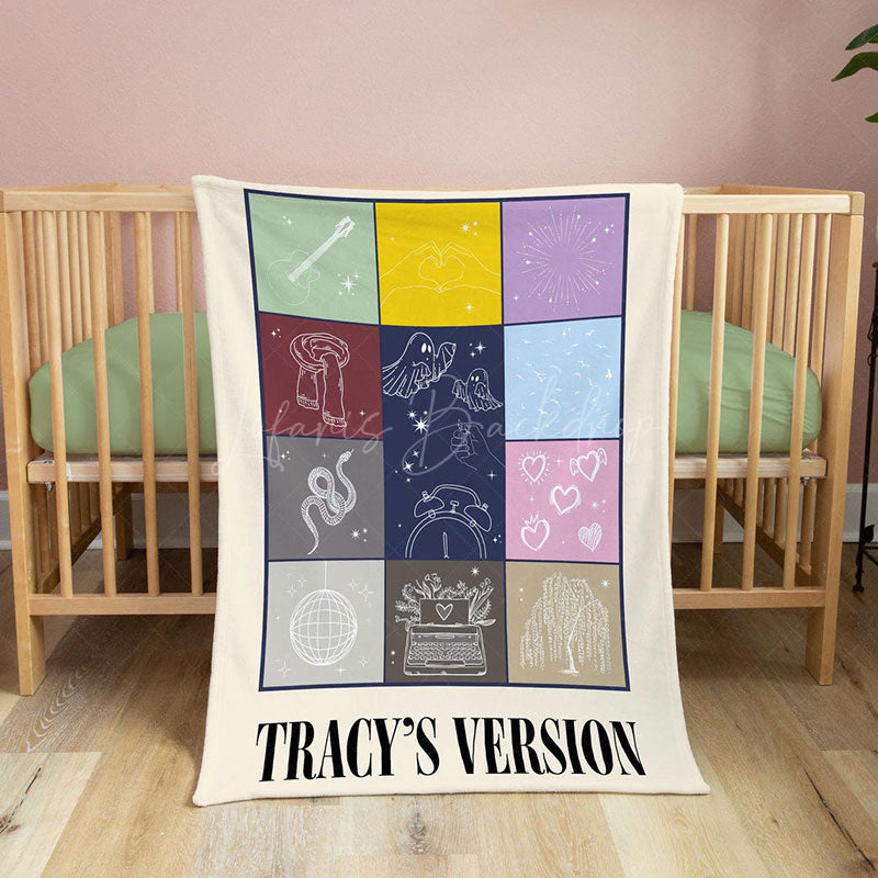 Lofaris Personalized Text Cute Pattern Music Album Blanket