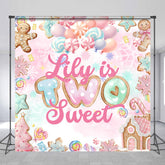 Lofaris Personalized Two Sweet 2nd Birthday Backdrop Candyland Gingerbread and Lollipop Theme Winter Shoppe Party Decor