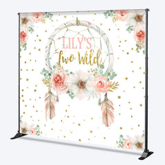 Lofaris Personalized Two Wild 2nd Birthday Backdrop Boho Floral Dreamcatcher Theme Custom Name Party Decor for Girl