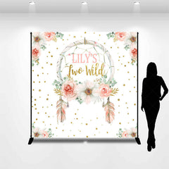 Lofaris Personalized Two Wild 2nd Birthday Backdrop Boho Floral Dreamcatcher Theme Custom Name Party Decor for Girl