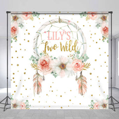 Lofaris Personalized Two Wild 2nd Birthday Backdrop Boho Floral Dreamcatcher Theme Custom Name Party Decor for Girl