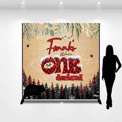 Lofaris Personalized Winter Onederland First Birthday Backdrop Lumberjack Buffalo Plaid Custom Name Woodland Party