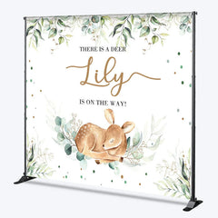 Lofaris Personalized Woodland Baby Deer and Eucalyptus Custom Backdrop Gender Reveal Shower Party Decor