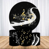Lofaris Piano Keys and Golden Music Notes Round Backdrop Kit for Musician Birthday Recital Party Photo Booth Decor