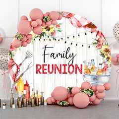 Lofaris Picnic Floral Wooden Round Family Reunion Backdrop