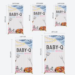 Lofaris Picnic Wooden Baby Q Gender Reveal Rectangle Backdrop
