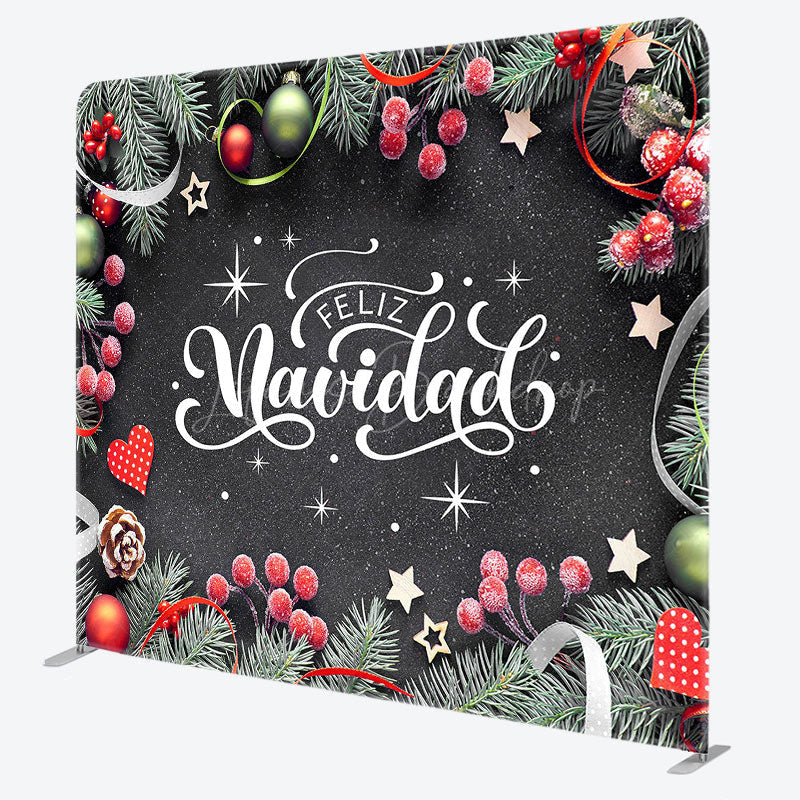 Lofaris Pine Leaf Bells Black Christmas Pillow Case Backdrop