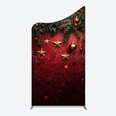 Lofaris Pine Leaf Star Red Retro Wall Christmas Arch Backdrop