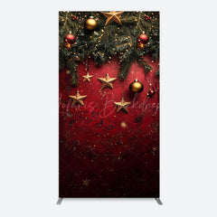 Lofaris Pine Leaf Star Red Retro Wall Christmas Arch Backdrop