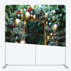 Lofaris Pine Leaves Gold Balloon Frame Pillow Case Backdrop