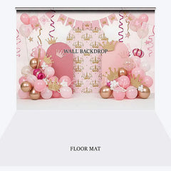 Lofaris Pink and Gold Princess Crown Combo Set Backdrop with Arches Balloon Garlands perfect for Birthday Party Decor