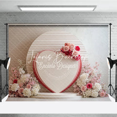Lofaris Pink and Red Floral Heart Photography Backdrop Romantic Wedding Valentine’s Day Decor