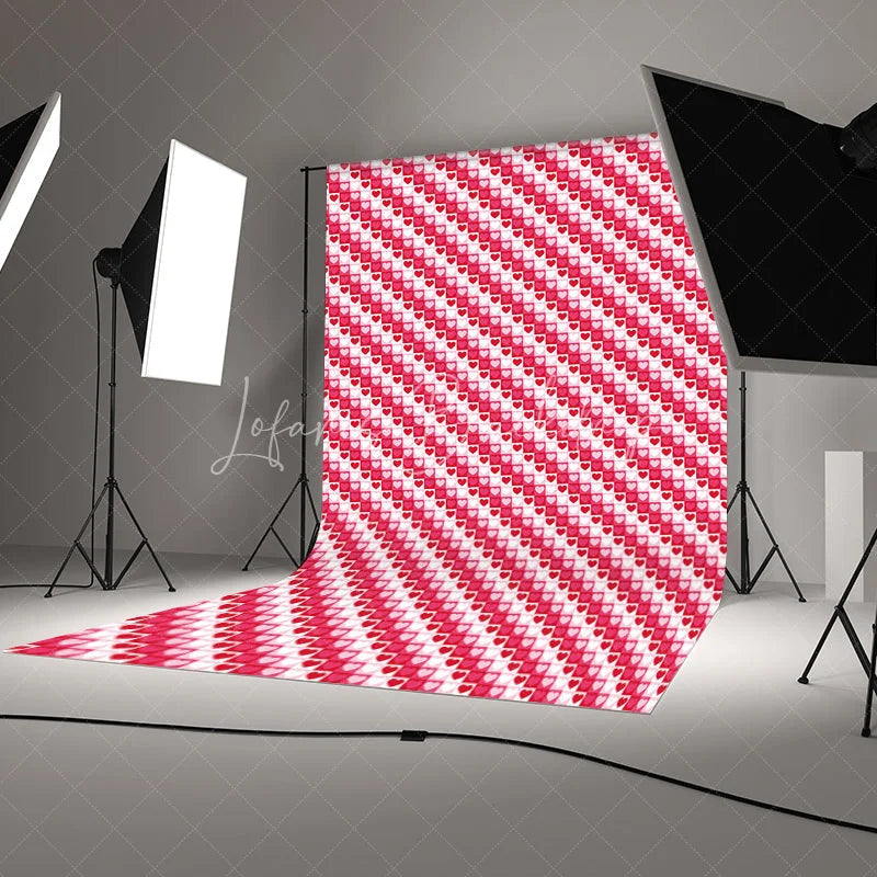 Lofaris Pink and Red Heart Pattern Backdrop Love Theme Valentine Day Photography Background