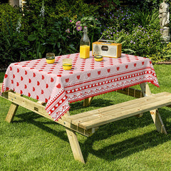 Lofaris Pink And Red Love Heart Plaid Rectangle Tablecloth