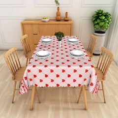 Lofaris Pink And Red Love Heart Plaid Rectangle Tablecloth