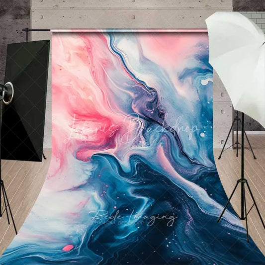 Lofaris Pink and Teal Liquid Marble Backdrop Abstract Fluid Art Contemporary Photography Background
