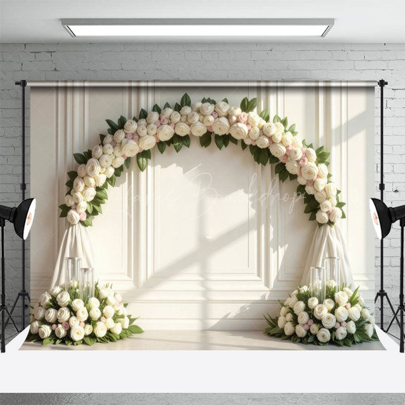 Lofaris Pink And White Floral Arch Sweet Wedding Backdrop