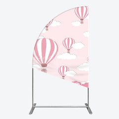 Lofaris Pink and White Striped Hot Air Balloon Half Moon Arch Backdrop Dreamy Sky Baby Shower Decor