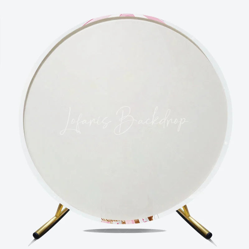 Lofaris Pink and White Striped Hot Air Balloon Unicorn Round Backdrop Pastel Flowers Stars for Baby Shower Birthday Party
