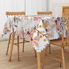 Lofaris Pink and Yellow Floral Tablecloth with Green Leaves for Spring Summer Garden Party Decorations
