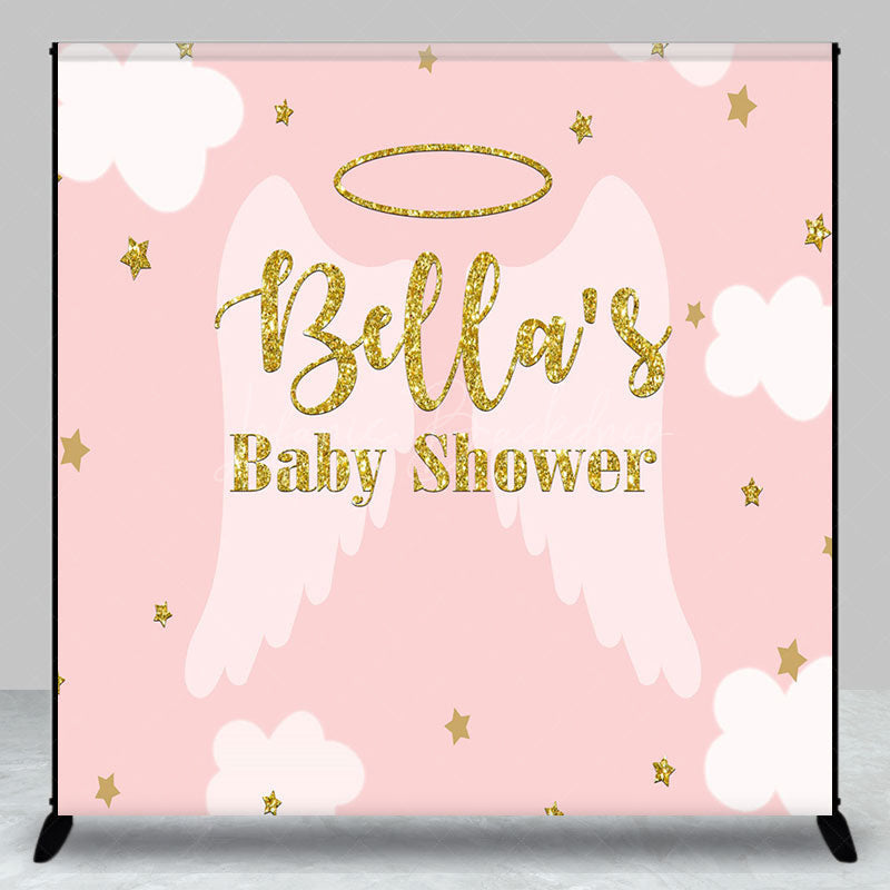 Lofaris Pink Angel Wing Stars Custom Baby Shower Backdrop