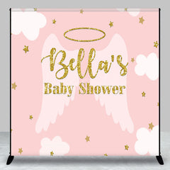 Lofaris Pink Angel Wing Stars Custom Baby Shower Backdrop