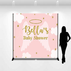Lofaris Pink Angel Wing Stars Custom Baby Shower Backdrop