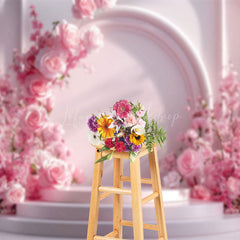Lofaris Pink Arched Wall Romantic Rose Wedding Photo Backdrop