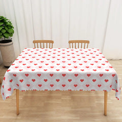 Lofaris Pink Argyle Heart Rectangle Tablecloth Geometric Diamond Love Pattern Table Cover Sweet Valentine Day Decor
