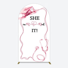 Lofaris Pink Bachelor Cap Earned It Nurse Grad Arch Backdrop