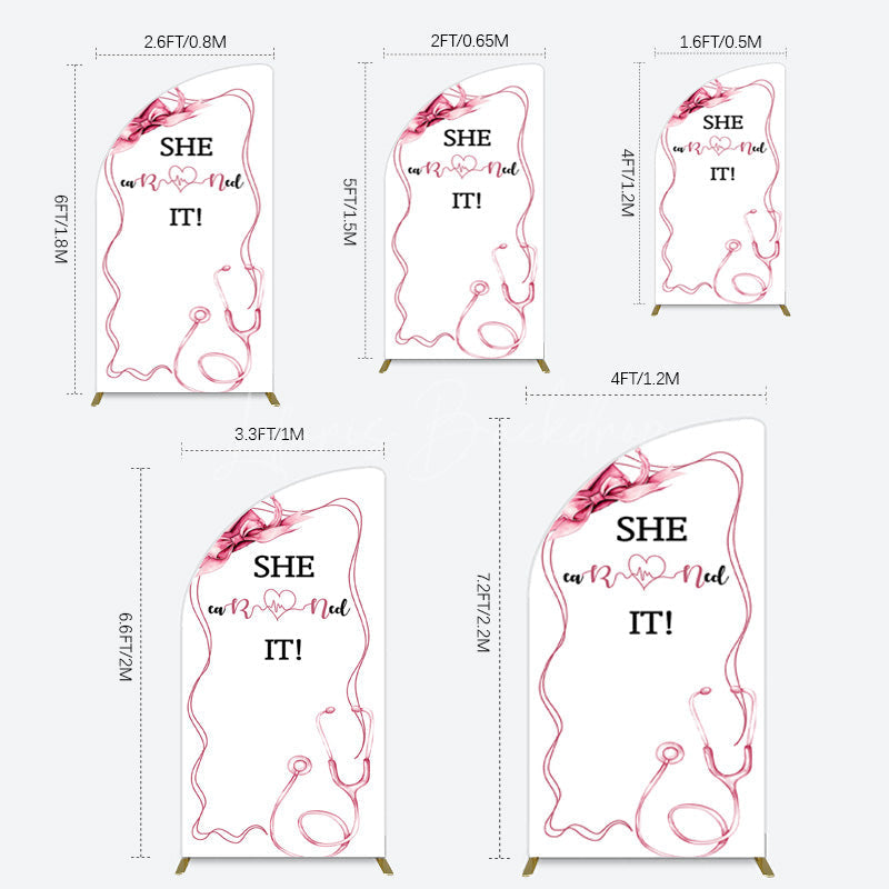 Lofaris Pink Bachelor Cap Earned It Nurse Grad Half Moon Arch Backdrop