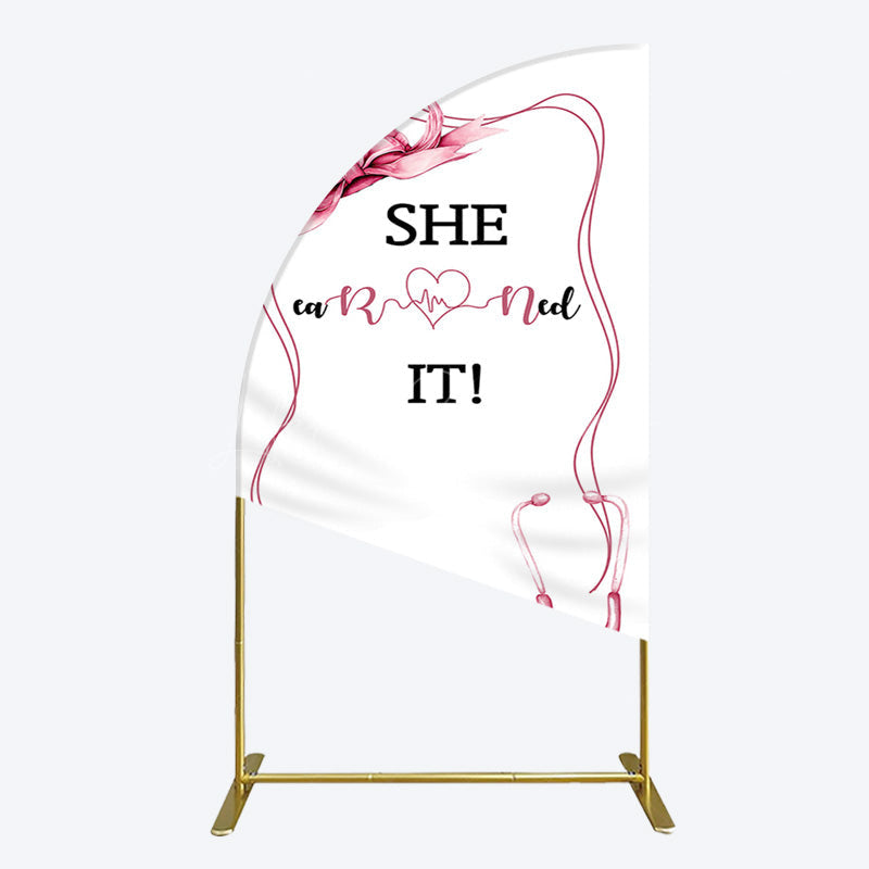 Lofaris Pink Bachelor Cap Earned It Nurse Grad Half Moon Arch Backdrop